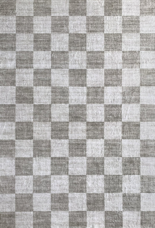 Eclipse Checkered Geometric Beige Rug - 4' x 6'