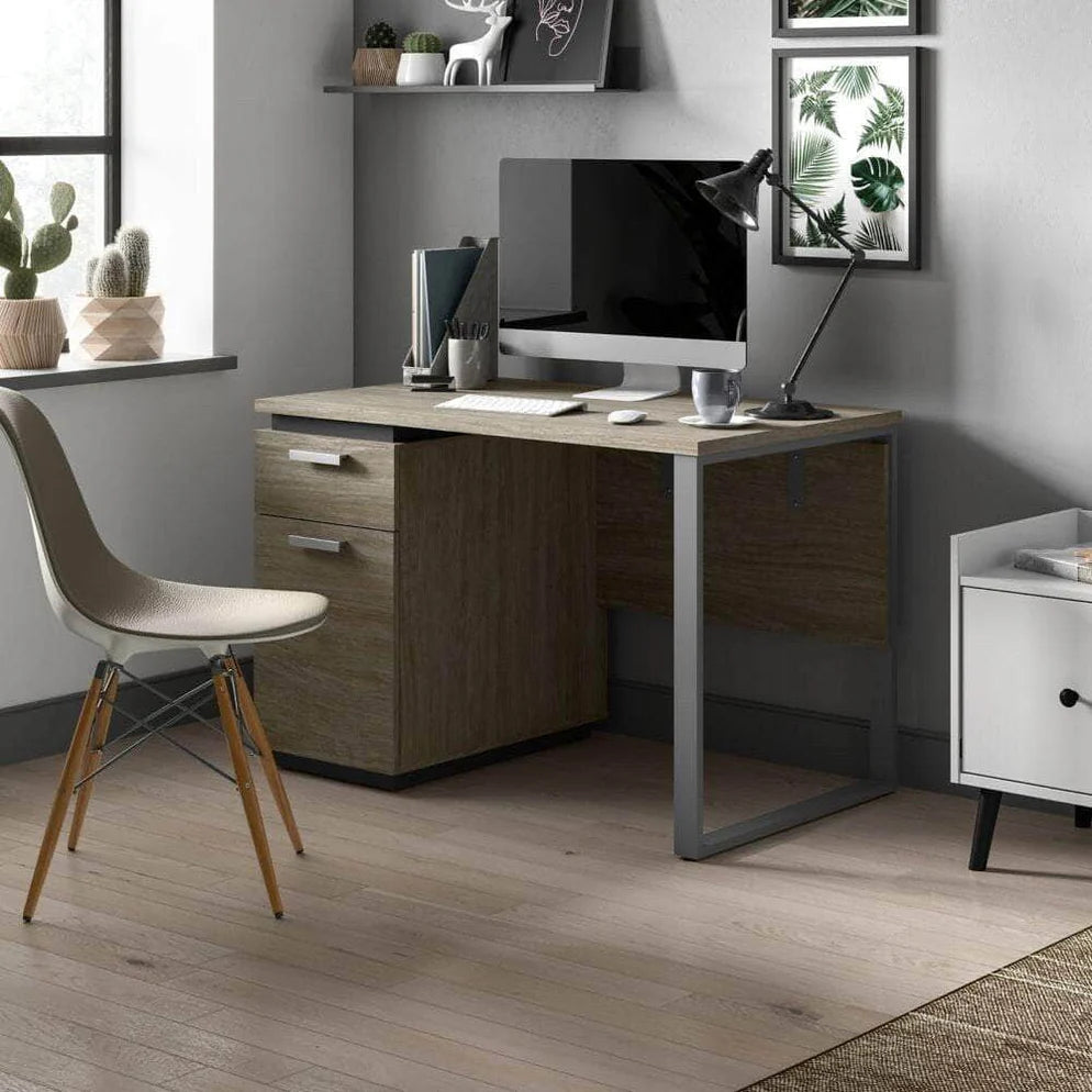 Aquarius 45" Wide Small Desk in Walnut Grey & Slate